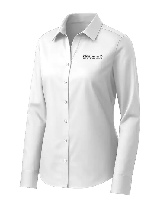 Brooks Brothers Womens White Wrinkle-Free Stretch Pinpoint Shirt w/Geronimo Logo