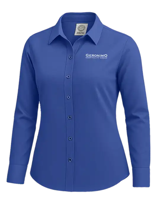 Brooks Brothers Womens Royal Blue Wrinkle-Free Stretch Nailhead Shirt w/Geronimo Logo