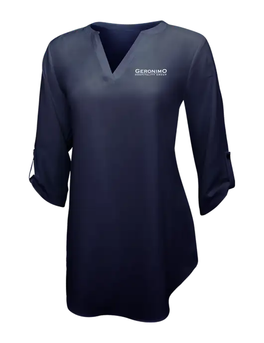 Navy Womens 3/4 Sleeve Tunic Blouse w/Geronimo Logo