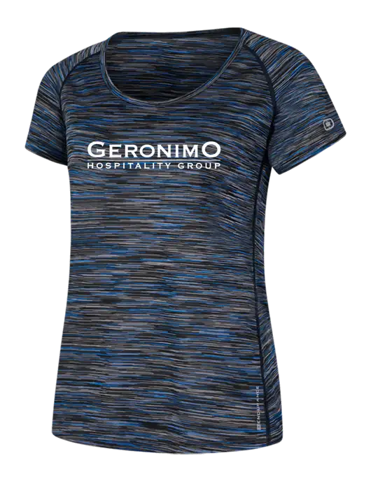 OGIO Womens Black/Royal Space Dye Verge Scoop Neck w/Geronimo Logo