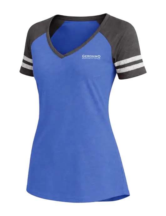 Womens Royal Heather/Charcoal Heather V-Neck Game Tee w/Geronimo Logo