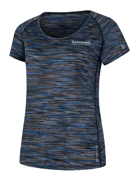 OGIO Womens Black/Royal Space Dye Verge Scoop Neck w/Geronimo Logo