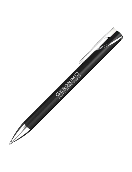 Black/Chrome HyperNova Ballpoint Pen - Black Ink w/Geronimo Logo
