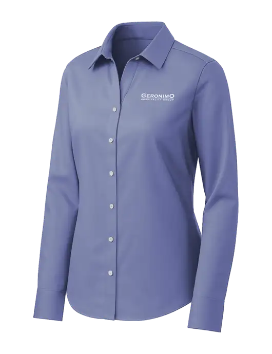Brooks Brothers Womens Royal Blue Wrinkle-Free Stretch Pinpoint Shirt w/Geronimo Logo