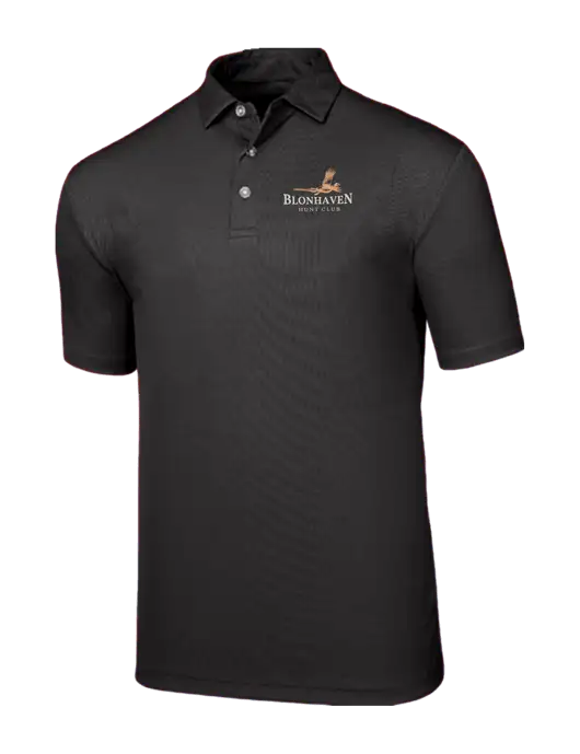 Callaway Birdseye Black Polo w/Blonhaven Hunt Club Logo