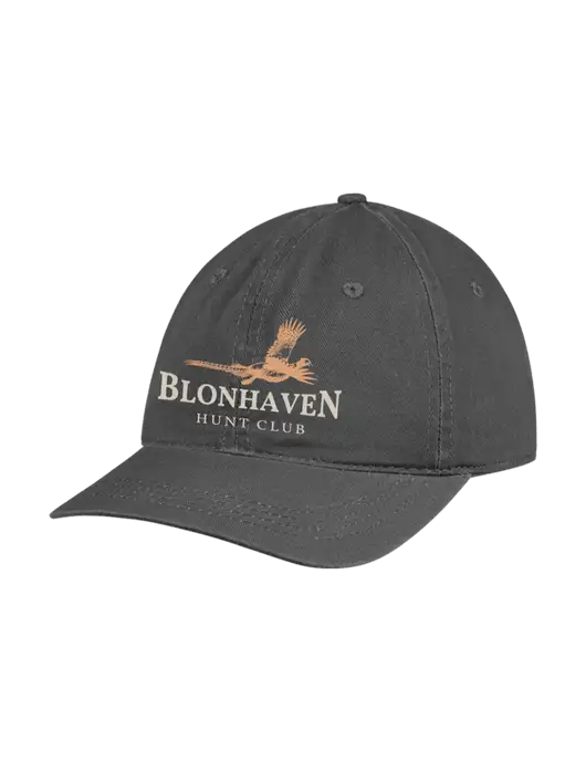 Garment Washed Unstructured Twill Charcoal Cap w/Blonhaven Hunt Club Logo