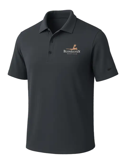 NIKE Dark Grey Dri-Fit Micro Pique Polo w/Blonhaven Hunt Club Logo