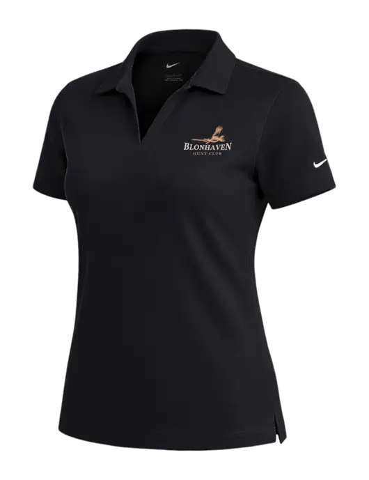 NIKE Black Womens Dri-Fit Micro Pique Polo w/Blonhaven Hunt Club Logo