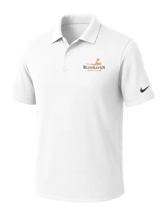 NIKE White Dri-Fit Micro Pique Polo w/Blonhaven Hunt Club Logo