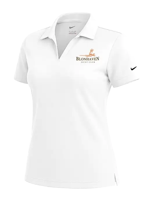 NIKE White Womens Dri-Fit Micro Pique Polo w/Blonhaven Hunt Club Logo