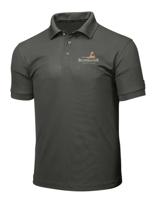 OGIO Medium Grey Caliber 2.0 Polo w/Blonhaven Hunt Club Logo