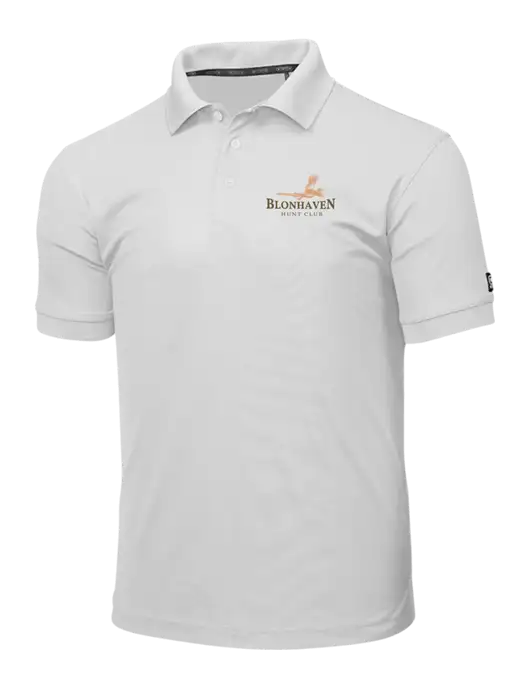 OGIO Bright White Caliber 2.0 Polo w/Blonhaven Hunt Club Logo