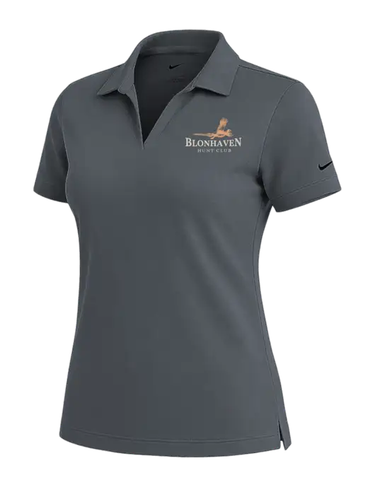 NIKE Dark Grey Womens Dri-Fit Micro Pique Polo w/Blonhaven Hunt Club Logo