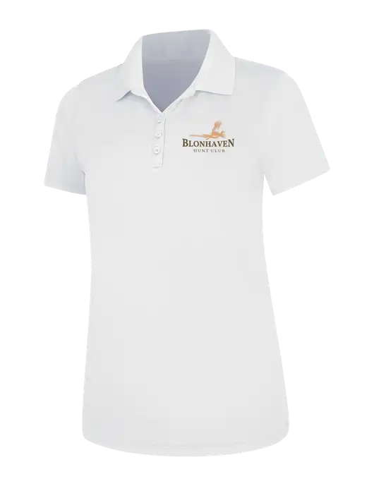 White Womens Dry Zone UV Mesh Polo w/Blonhaven Hunt Club Logo