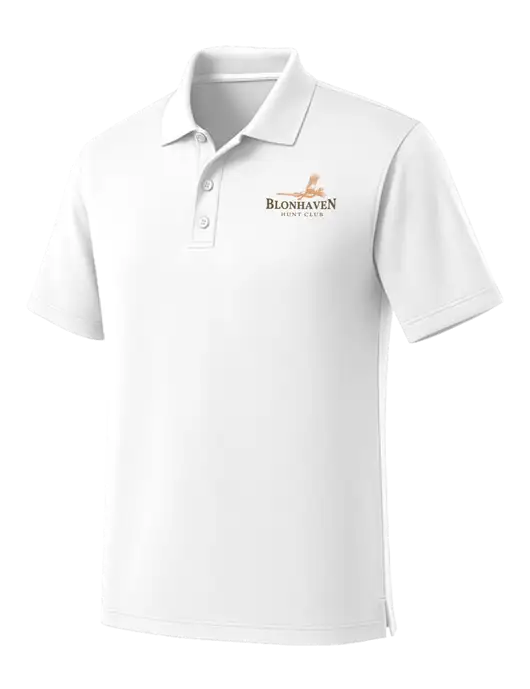 White Dry Zone UV Micro Mesh Polo w/Blonhaven Hunt Club Logo