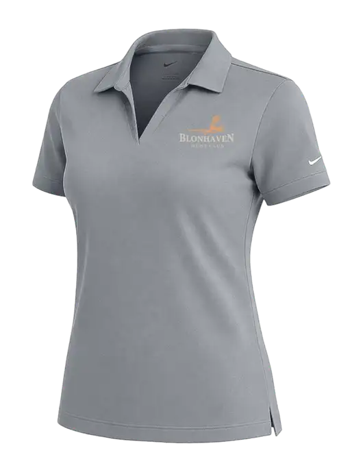 NIKE Medium Grey Womens Dri-Fit Micro Pique Polo w/Blonhaven Hunt Club Logo