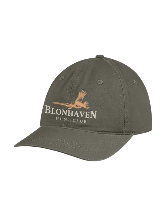 Garment Washed Unstructured Twill Olive Cap w/Blonhaven Hunt Club Logo