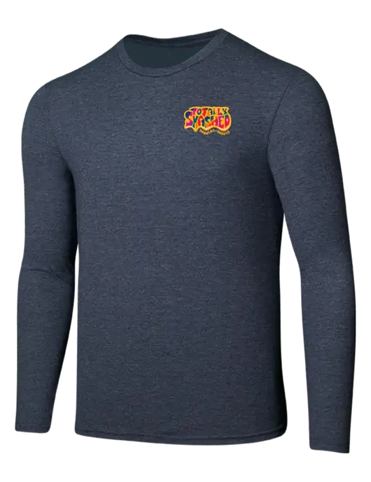 Seriously Soft Heathered Navy Long Sleeve T-Shirt w/Totally Smashed Logo