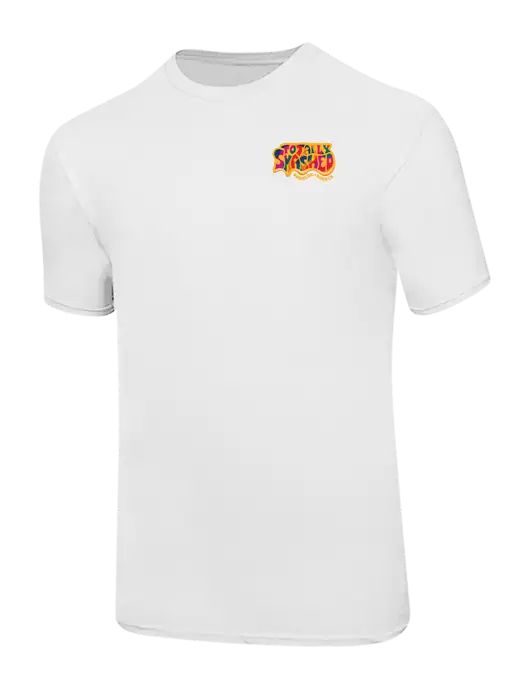 Ring Spun White 4.5 oz T-Shirt w/Totally Smashed Logo