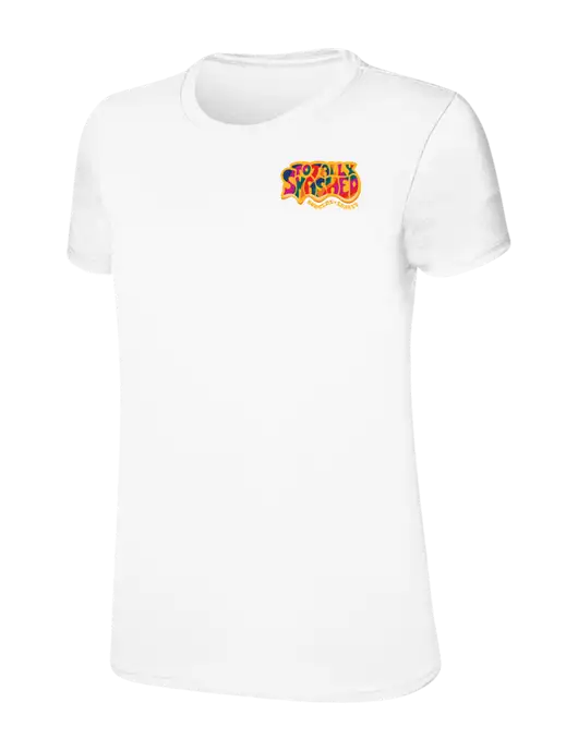 Womens Ring Spun White 4.5 oz T-Shirt w/Totally Smashed Logo