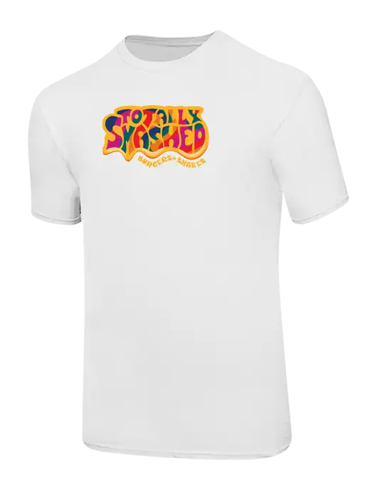 Ring Spun White 4.5 oz T-Shirt w/Totally Smashed Logo