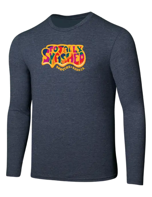 Seriously Soft Heathered Navy Long Sleeve T-Shirt w/Totally Smashed Logo