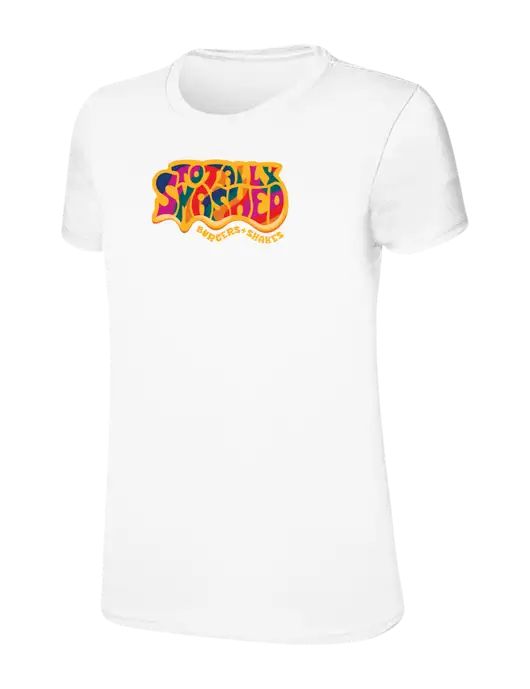 Womens Ring Spun White 4.5 oz T-Shirt w/Totally Smashed Logo