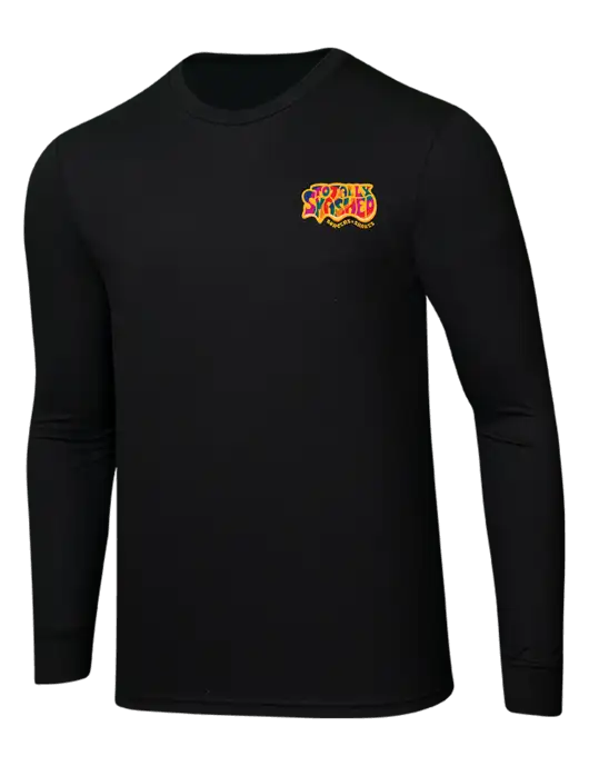 Simply Soft Long Sleeve Black 4.5 oz, Poly/Combed Ring Spun Cotton T-Shirt w/Totally Smashed Logo