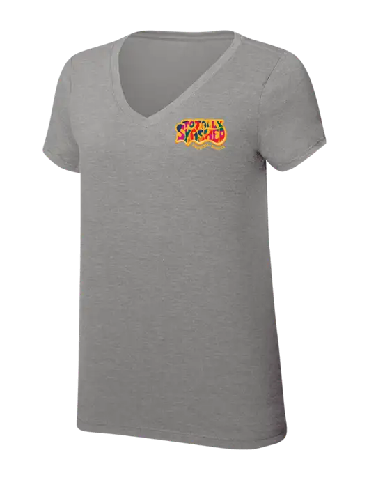 Womens Simply Soft V-Neck Grey Frost 4.5oz  Poly/Combed Ring Spun Cotton T-Shirt w/Totally Smashed Logo