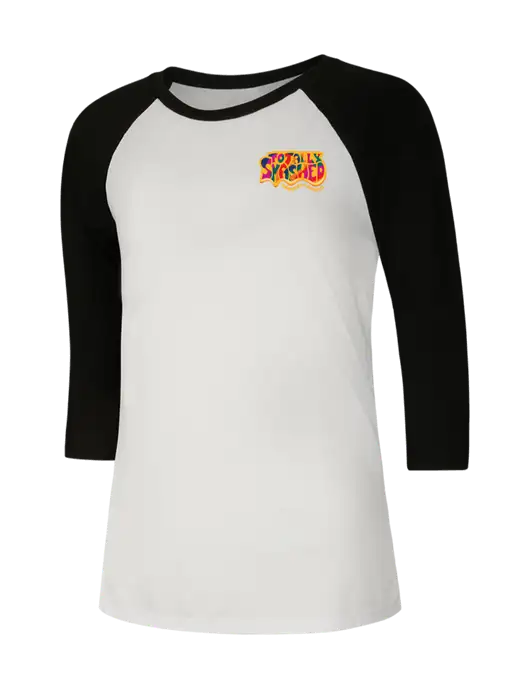 Womens Simply Soft 3/4 Sleeve Black/White Ring Spun Cotton T-Shirt w/Totally Smashed Logo