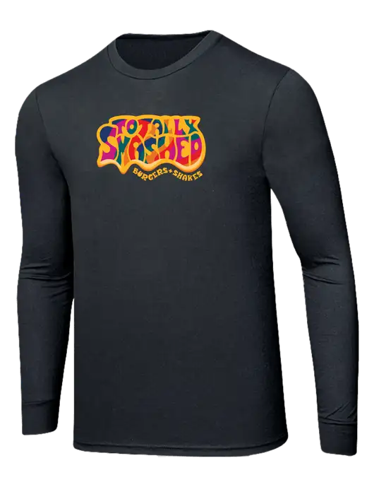 Simply Soft Long Sleeve Black Frost 4.5 oz, Poly/Combed Ring Spun Cotton T-Shirt w/Totally Smashed Logo