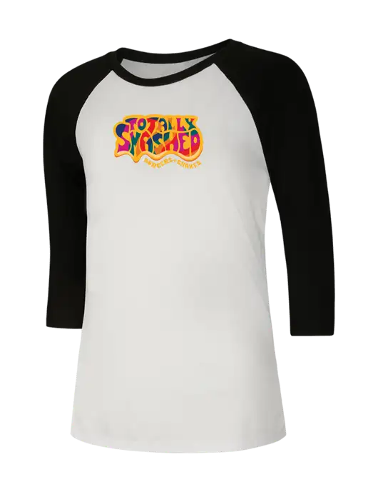 Womens Simply Soft 3/4 Sleeve Black/White Ring Spun Cotton T-Shirt w/Totally Smashed Logo