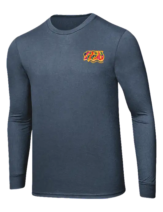 Simply Soft Long Sleeve Navy Frost 4.5 oz, Poly/Combed Ring Spun Cotton T-Shirt w/Totally Smashed Logo