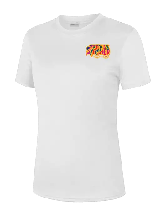  Womens White PosiCharge Competitor Tee w/Totally Smashed Logo
