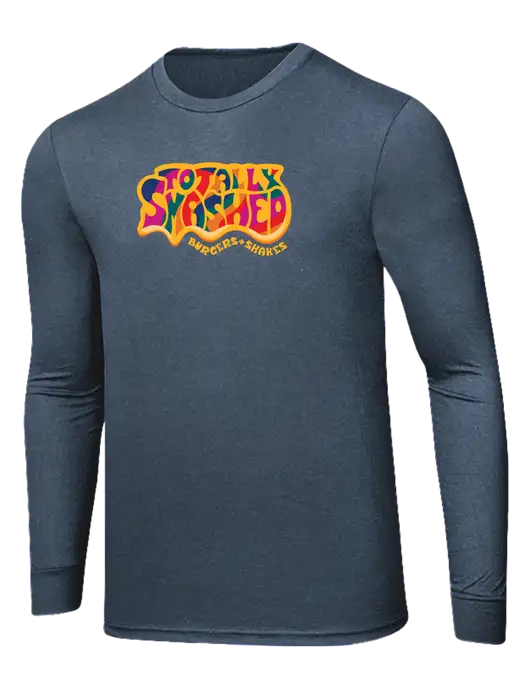 Simply Soft Long Sleeve Navy Frost 4.5 oz, Poly/Combed Ring Spun Cotton T-Shirt w/Totally Smashed Logo