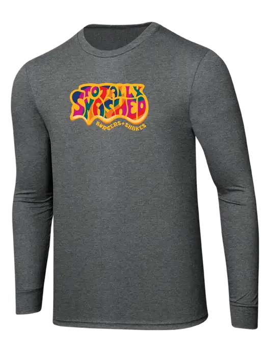 Simply Soft Long Sleeve Medium Grey Frost 4.5 oz, Poly/Combed Ring Spun Cotton T-Shirt w/Totally Smashed Logo