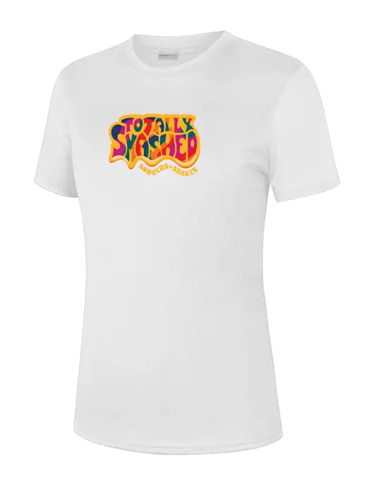  Womens White PosiCharge Competitor Tee w/Totally Smashed Logo