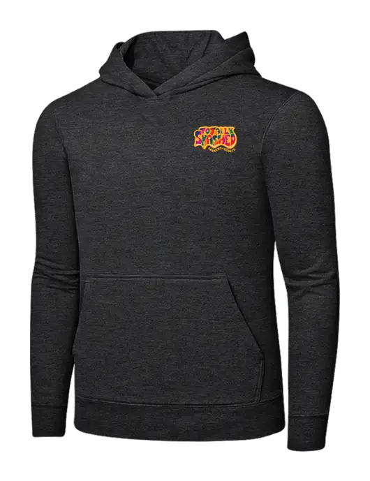 Dark Heather Grey 7.8 oz Ring Spun Hooded Sweatshirt w/Totally Smashed Logo