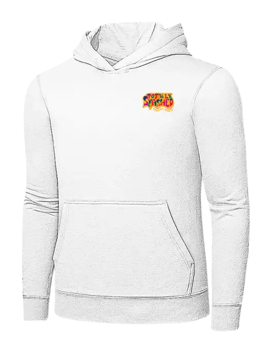 White 7.8 oz Ring Spun Hooded Sweatshirt w/Totally Smashed Logo