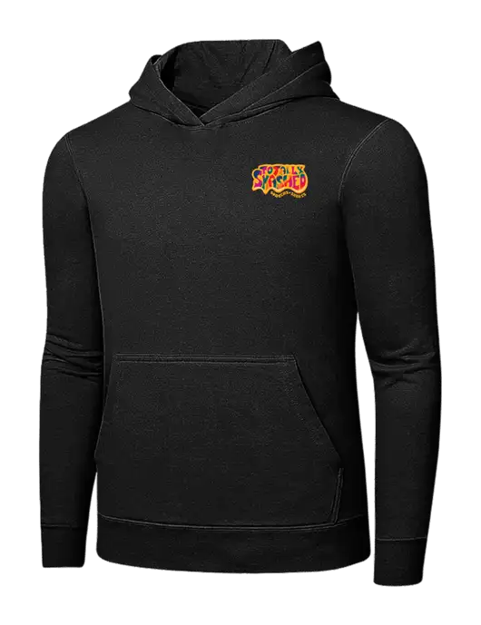 Jet Black 7.8 oz Ring Spun Hooded Sweatshirt w/Totally Smashed Logo