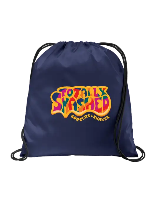 Drawstring  True Navy Cinch Pack w/Totally Smashed Logo