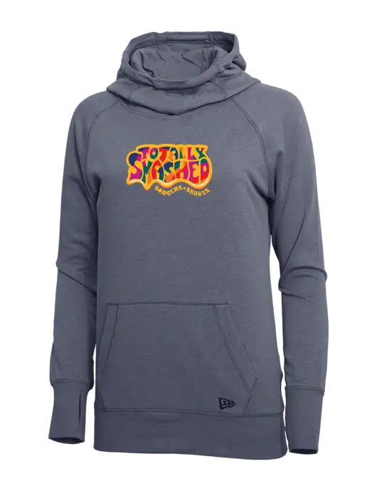 New Era True Navy Heather Womens Tri-Blend Fleece Pullover Hoodie w/Totally Smashed Logo