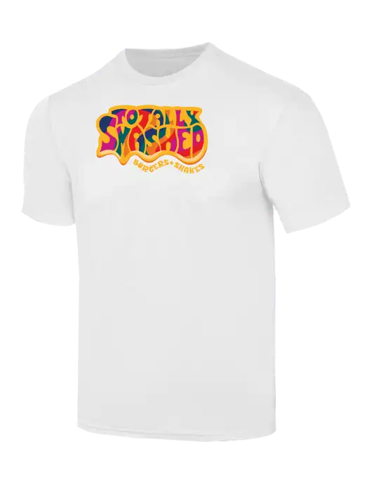 Simply Soft White 4.5oz  Poly/Combed Ring Spun Cotton T-Shirt w/Totally Smashed Logo