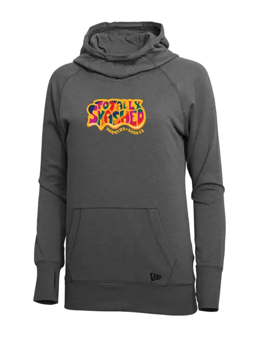 New Era Black Heather Womens Tri-Blend Fleece Pullover Hoodie w/Totally Smashed Logo