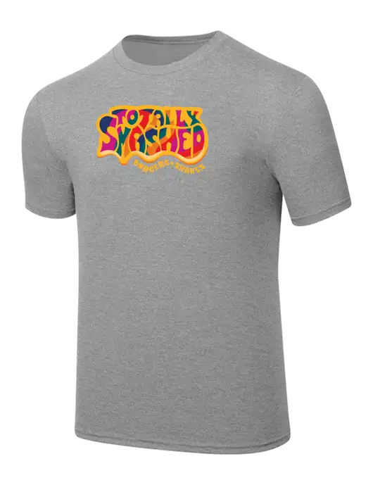 Simply Soft Heathered Light Grey 4.5oz  Poly/Combed Ring Spun Cotton T-Shirt w/Totally Smashed Logo
