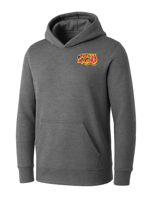 Womens Medium Grey Heather Core Fleece Pullover Hooded Sweatshirt w/Totally Smashed Logo