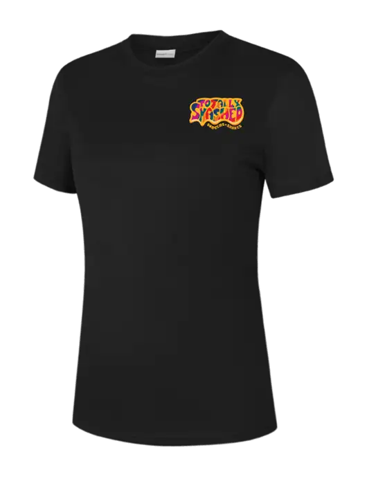  Womens Black PosiCharge Competitor Tee w/Totally Smashed Logo