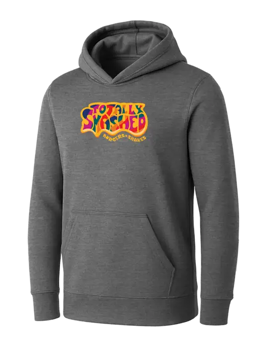 Womens Medium Grey Heather Core Fleece Pullover Hooded Sweatshirt w/Totally Smashed Logo