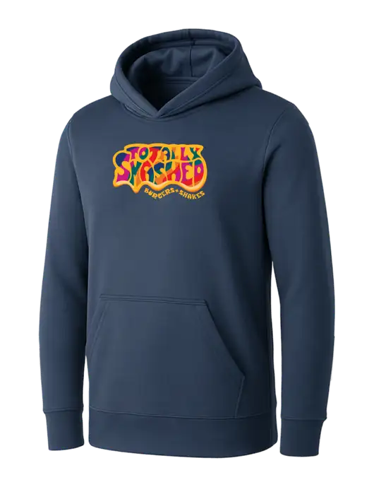 Womens Navy Core Fleece Pullover Hooded Sweatshirt w/Totally Smashed Logo