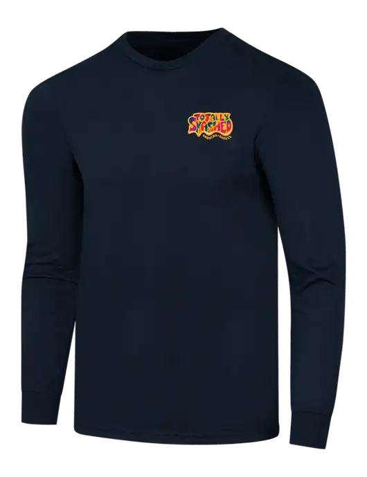Simply Soft Long Sleeve Navy 4.5 oz, Poly/Combed Ring Spun Cotton T-Shirt w/Totally Smashed Logo
